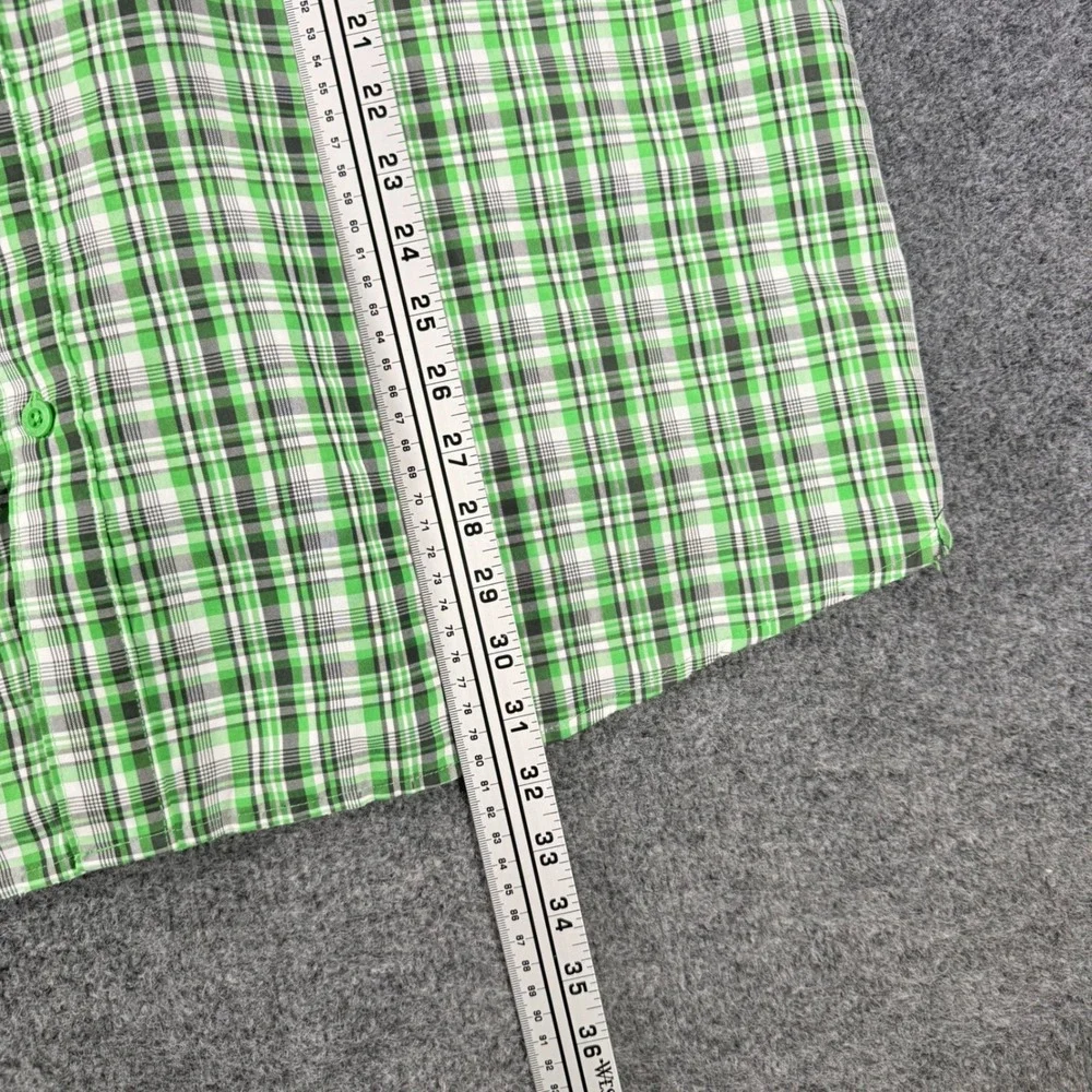 The North Face Shirt Mens XXL Green Plaid Short Sleeve Hiking Button Up Outdoor
